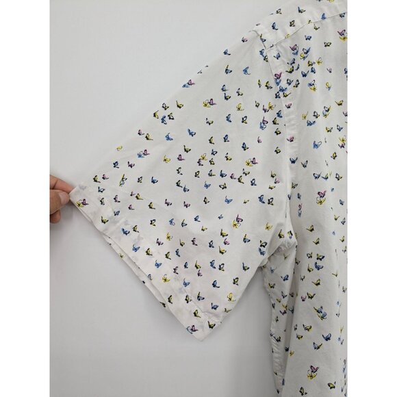 Alan Flusser Button Up Shirt Men Size M Butterfly Print Preppy Casual Whimsical - Picture 5 of 11